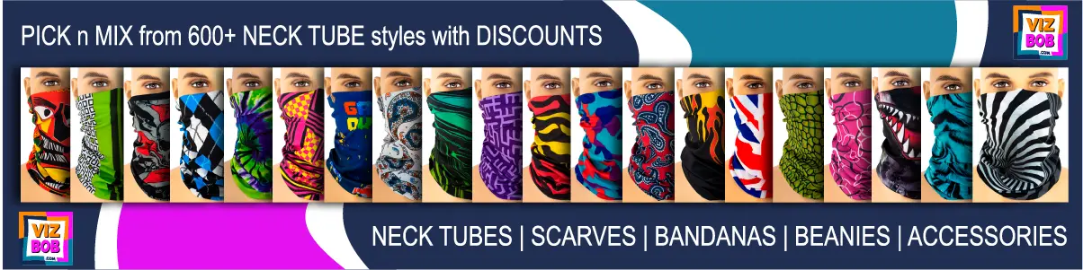 Vizbob - Huge range of Pick n Mix Neck Tube Bandanas with Discounts plus Scarves Beanies and Accessories