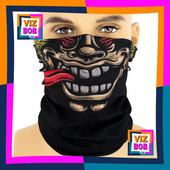 Photo of the neck tube being worn as a face mask on a mannequin head