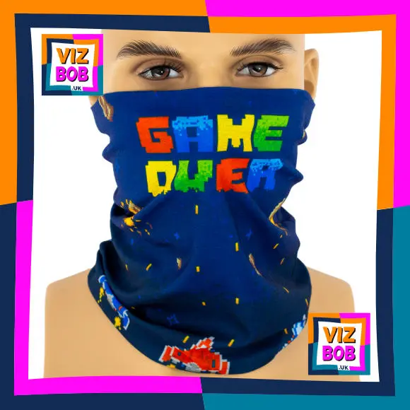 Photo of the neck tube being worn as a face mask on a mannequin head