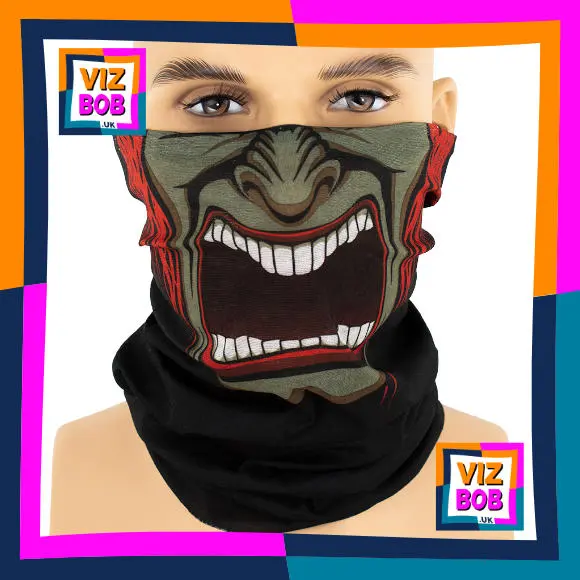 Photo of the neck tube being worn as a face mask on a mannequin head