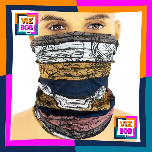 Photo of the neck tube being worn as a face mask on a mannequin head