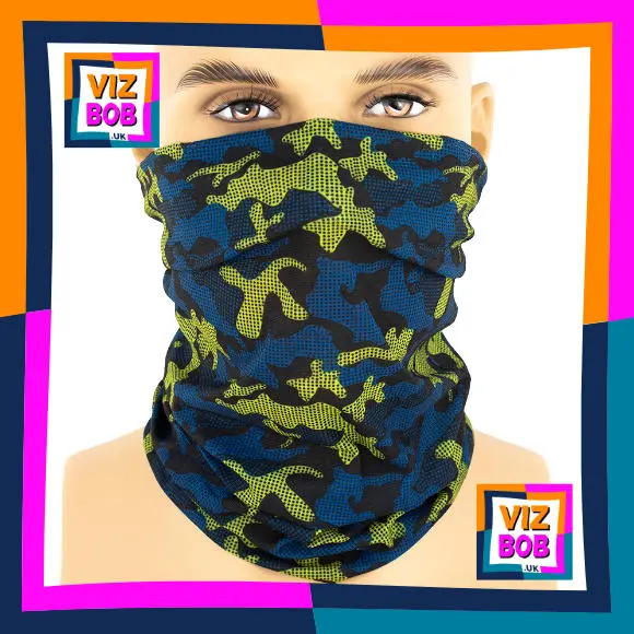 Photo of the neck tube being worn as a face mask on a mannequin head