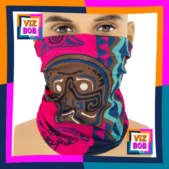 Photo of the neck tube being worn as a face mask on a mannequin head