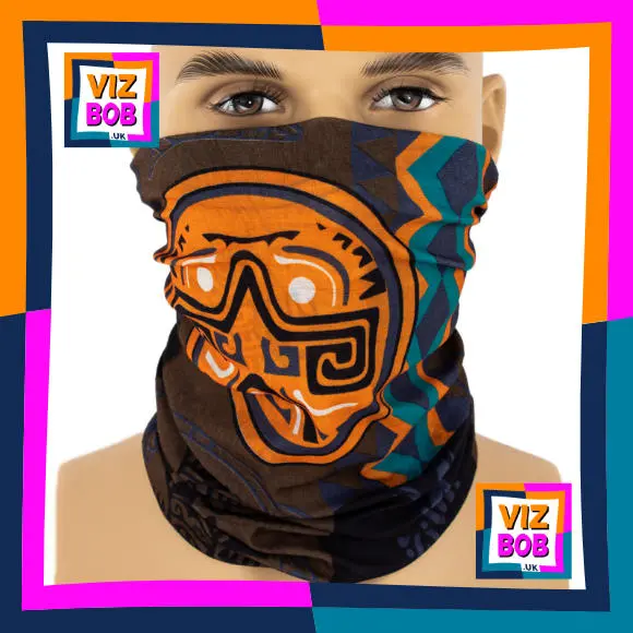 Photo of the neck tube being worn as a face mask on a mannequin head