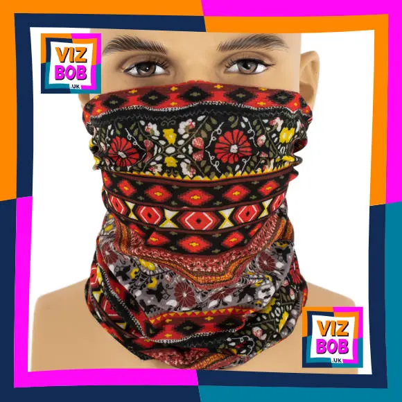 Photo of the neck tube being worn as a face mask on a mannequin head