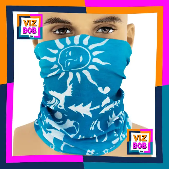 Photo of the neck tube being worn as a face mask on a mannequin head