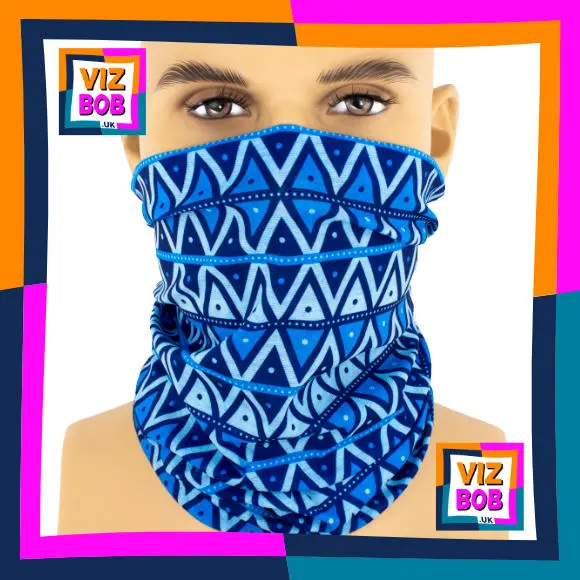Photo of the neck tube being worn as a face mask on a mannequin head
