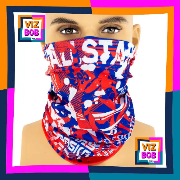 Photo of the neck tube being worn as a face mask on a mannequin head