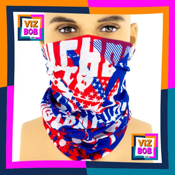 Photo of the neck tube being worn as a face mask on a mannequin head