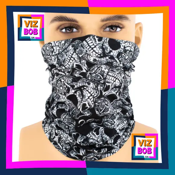 Photo of the neck tube being worn as a face mask on a mannequin head