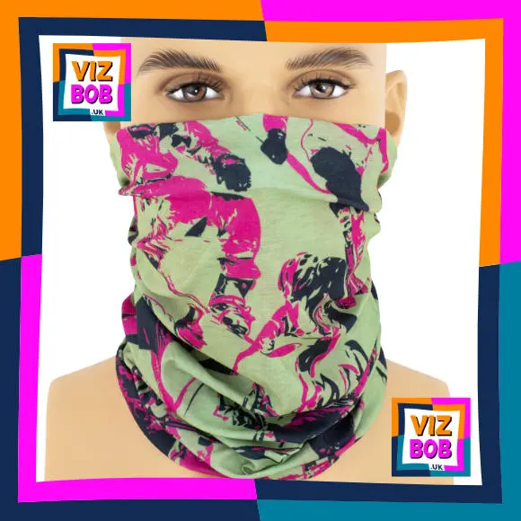 Photo of the neck tube being worn as a face mask on a mannequin head