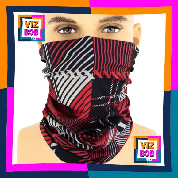 Photo of the neck tube being worn as a face mask on a mannequin head