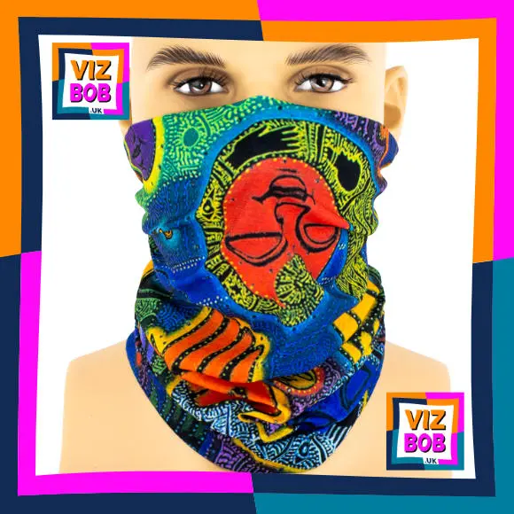 Photo of the neck tube being worn as a face mask on a mannequin head