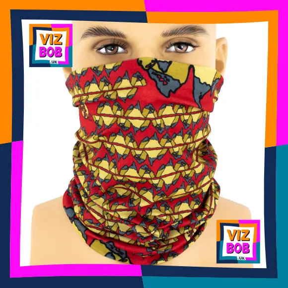 Photo of the neck tube being worn as a face mask on a mannequin head