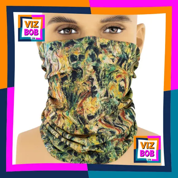 Photo of the neck tube being worn as a face mask on a mannequin head