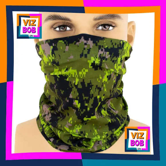 Photo of the neck tube being worn as a face mask on a mannequin head