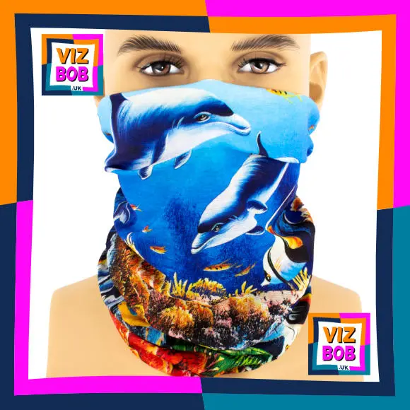 Photo of the neck tube being worn as a face mask on a mannequin head