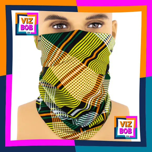 Photo of the neck tube being worn as a face mask on a mannequin head