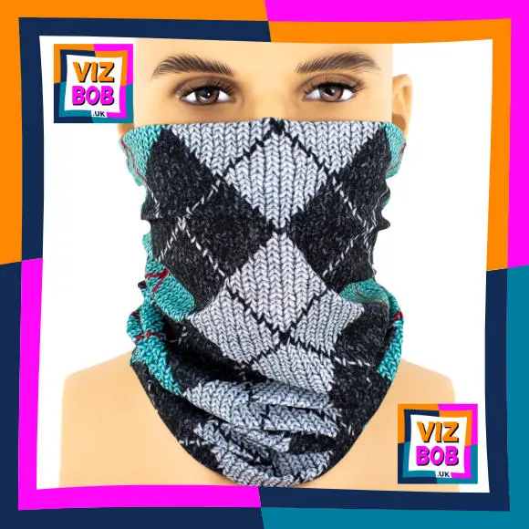 Photo of the neck tube being worn as a face mask on a mannequin head
