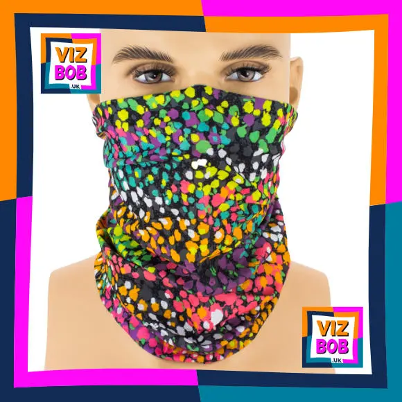 Photo of the neck tube being worn as a face mask on a mannequin head