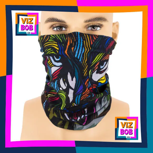 Photo of the neck tube being worn as a face mask on a mannequin head
