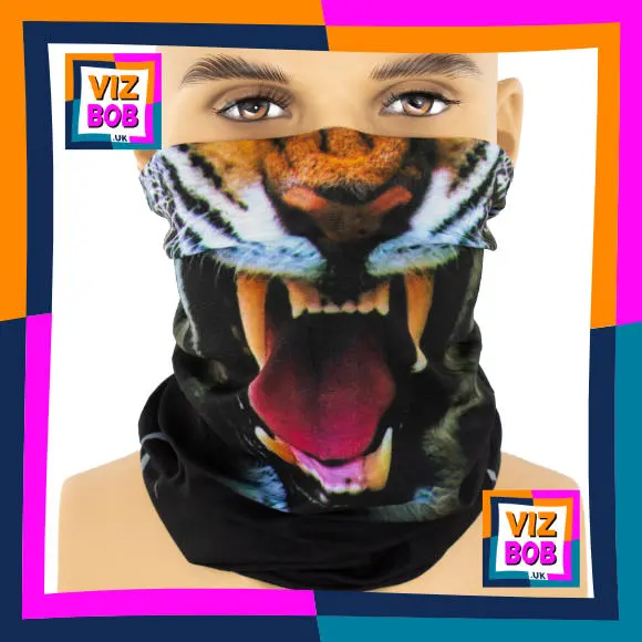 Photo of the neck tube being worn as a face mask on a mannequin head
