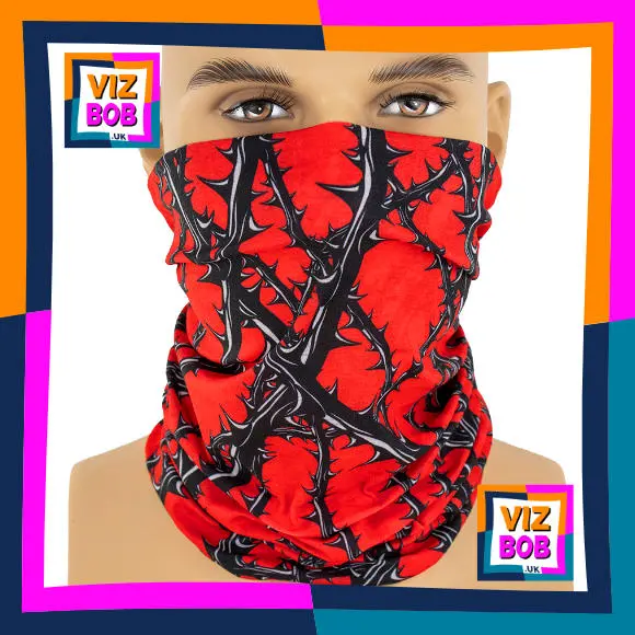 Photo of the neck tube being worn as a face mask on a mannequin head