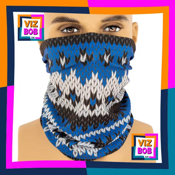 Photo of the neck tube being worn as a face mask on a mannequin head