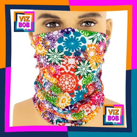 Photo of the neck tube being worn as a face mask on a mannequin head