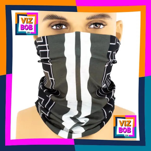 Photo of the neck tube being worn as a face mask on a mannequin head