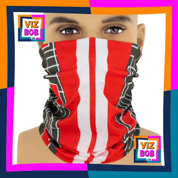 Photo of the neck tube being worn as a face mask on a mannequin head