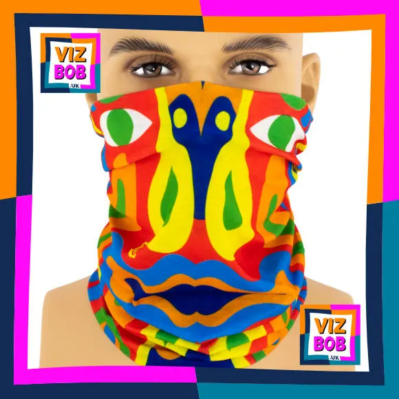 Photo of the neck tube being worn as a face mask on a mannequin head