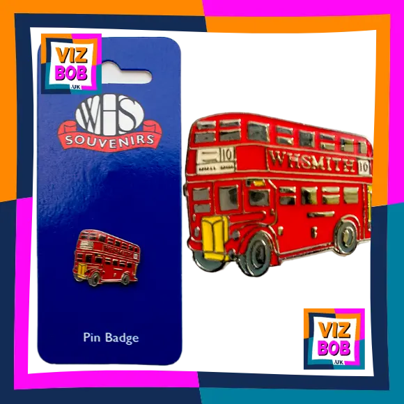 Photo of the pin badge complete on retail card with a close up on white background to the right