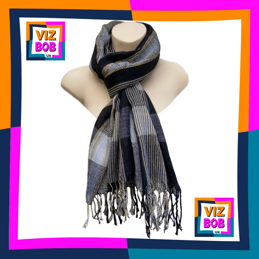 Photo of the scarf being worn folded in half with ends pulled through on a Mannequin