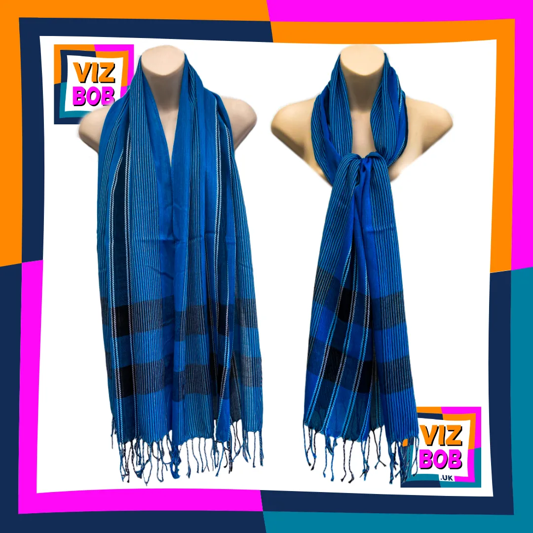 Photo of the scarf being worn wrapped and drapped on a mannequin