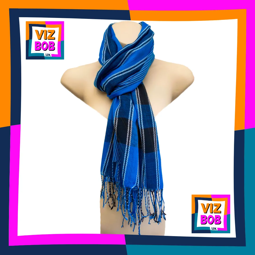 Photo of the scarf being worn folded in half with ends pulled through on a Mannequin