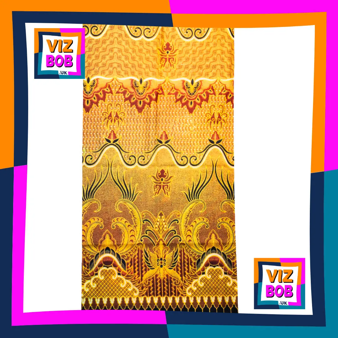 Photo of Theatrical Broadway Curtain Call Neck Tube Bandana laid flat showing the fabric and pattern