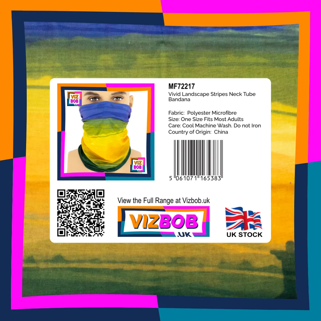 Photo of Atmospheric Landscape Stripes of Rio de Janeiro with Cristo Redentor Neck Tube Bandana in retail packaging with label